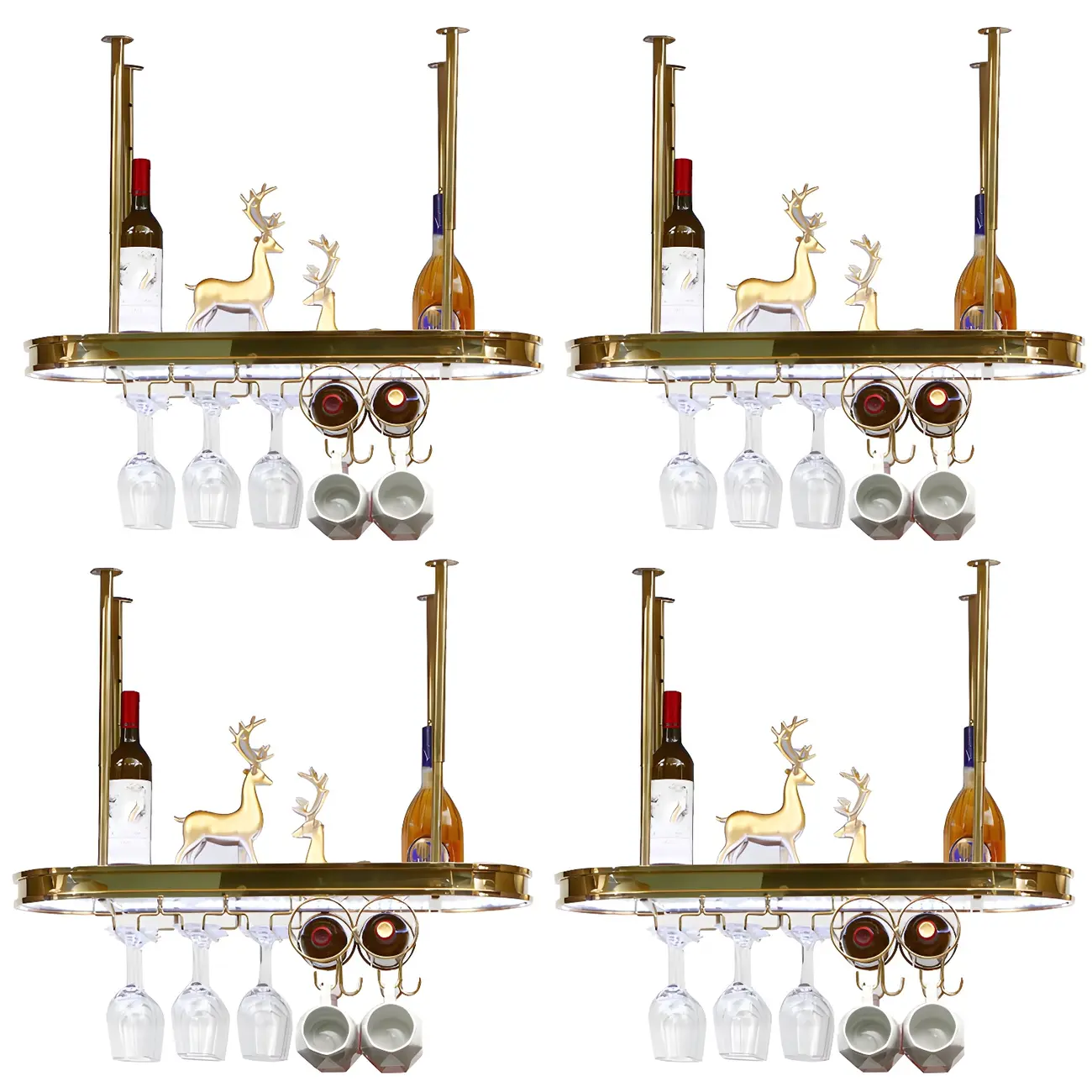 Modern Gold Metal Wine Rack with Glass Holder | homeyfad