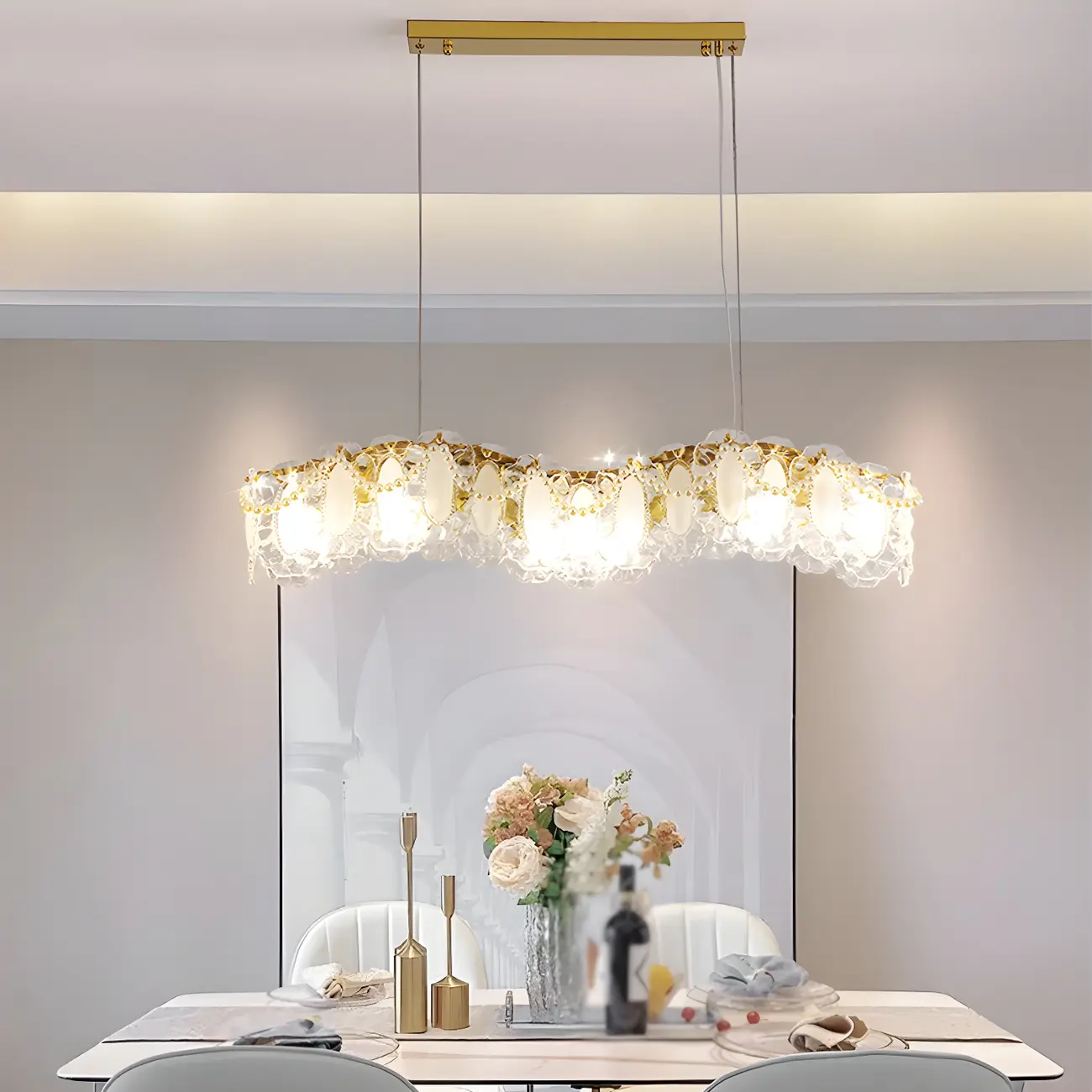 Geometric Clear Crystal Island Pendant Light Image - 3 | homeyfad