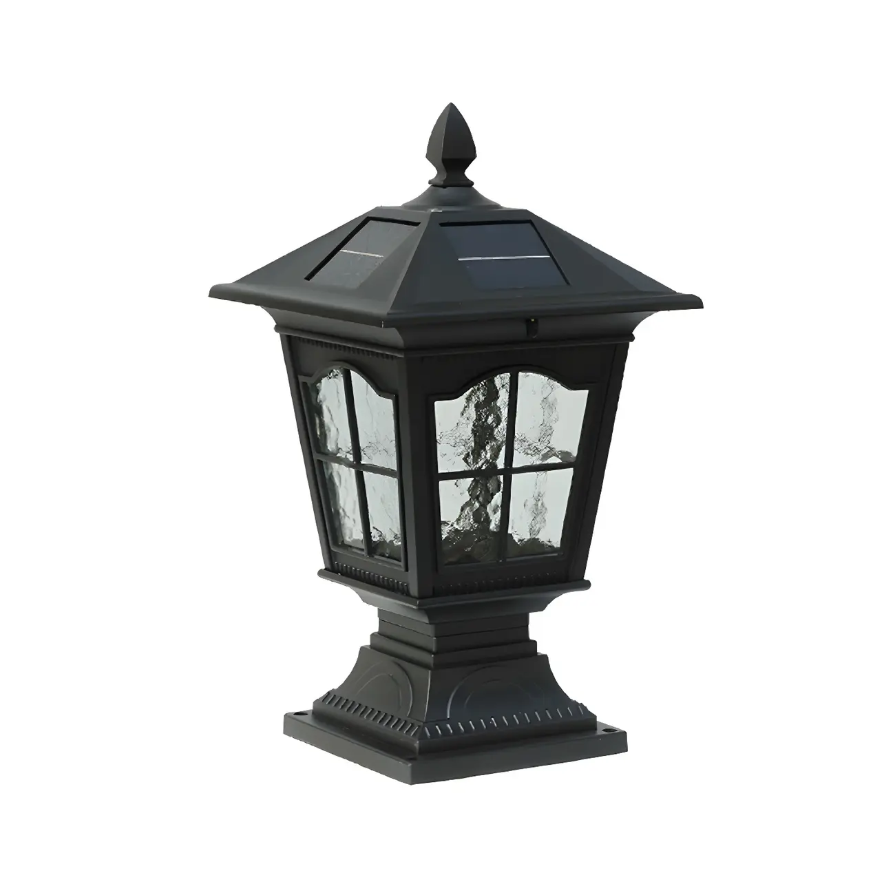 Retro Metal Clear Pane Solar Post Cap Light Image - 16 | homeyfad