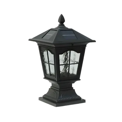 Retro Metal Clear Pane Solar Post Cap Light Image - 16
