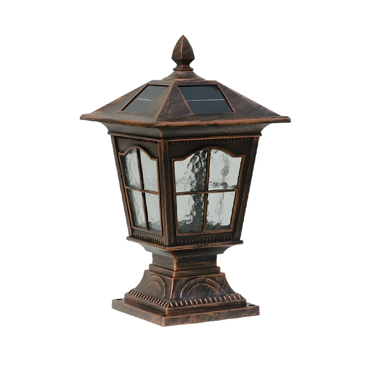 Retro Metal Clear Pane Solar Post Cap Light Image - 17