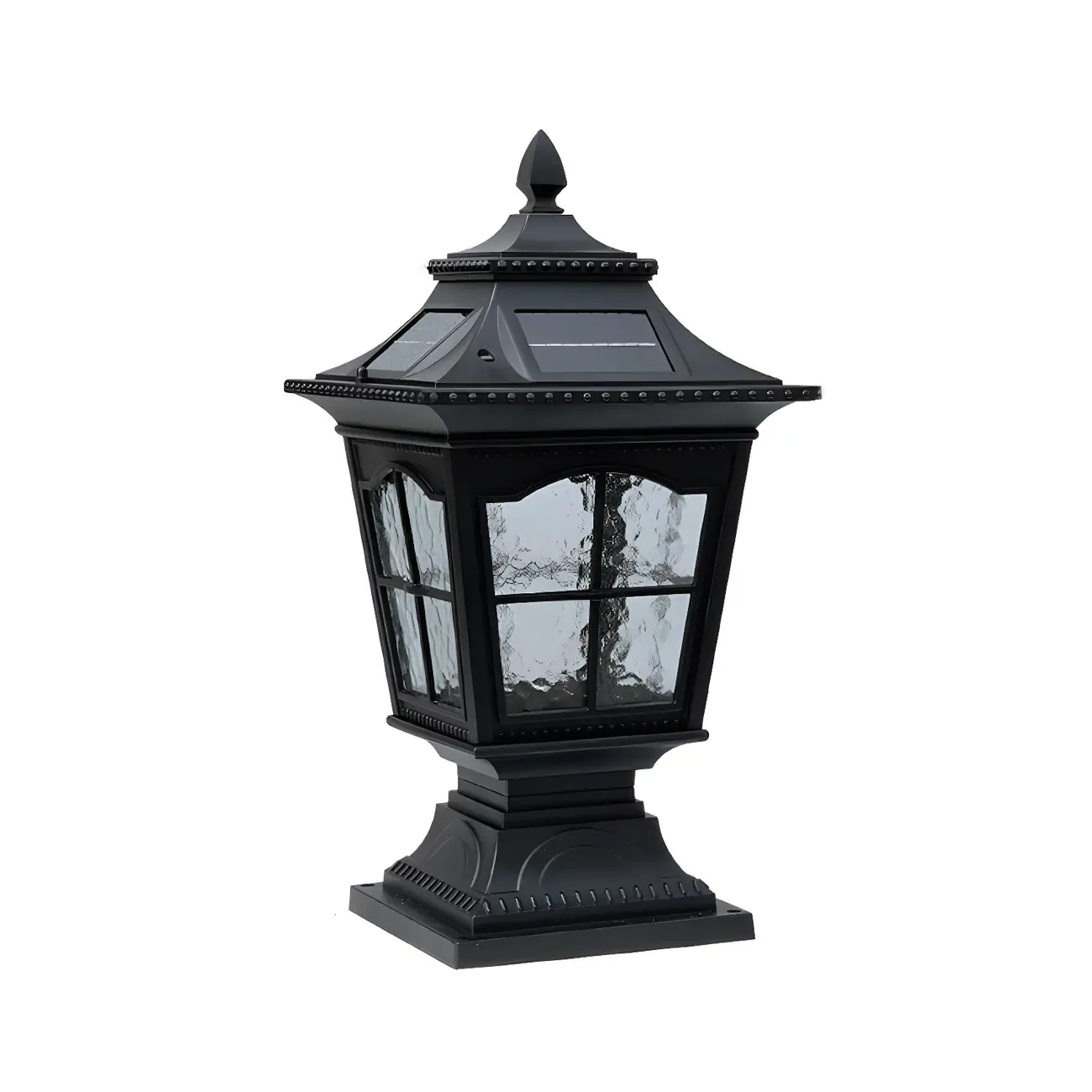 Retro Metal Clear Pane Solar Post Cap Light Image - 14