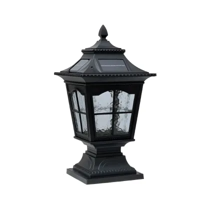 Retro Metal Clear Pane Solar Post Cap Light Image - 14