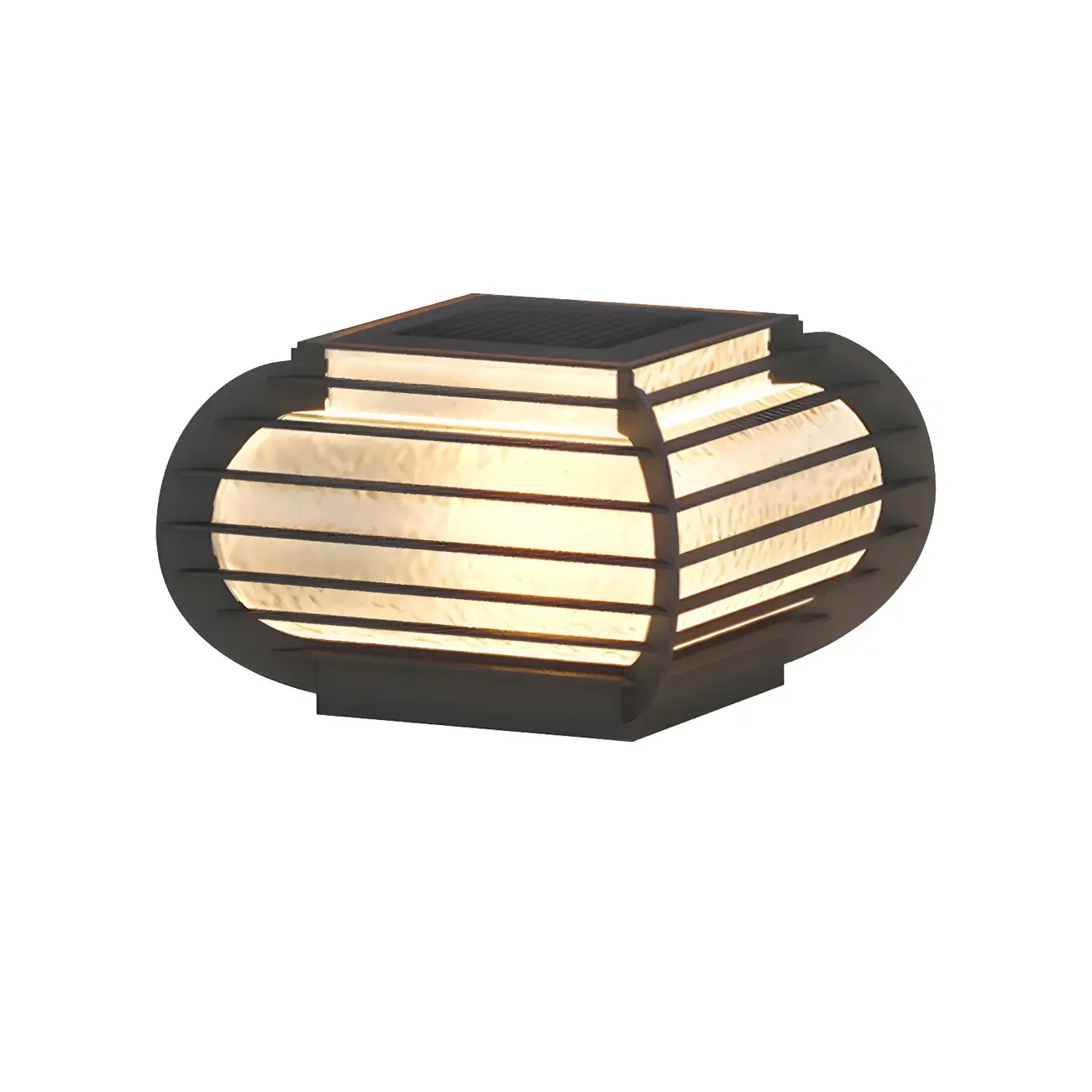 Drum Shape Metal Outdoor Grid Post Cap Light Image - 8