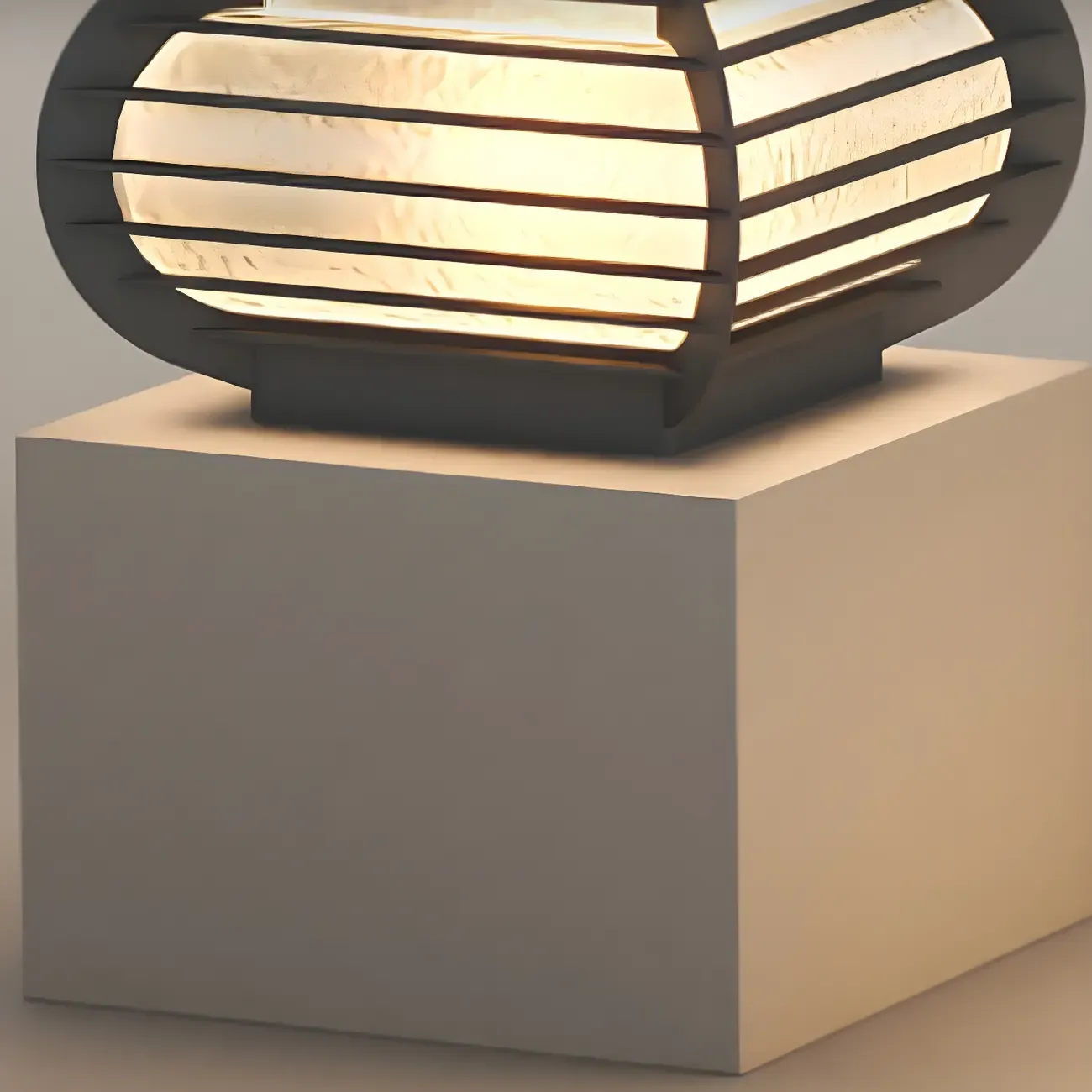 Drum Shape Metal Outdoor Grid Post Cap Light Image - 11