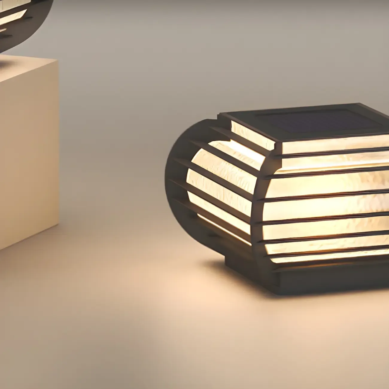 Drum Shape Metal Outdoor Grid Post Cap Light Image - 13