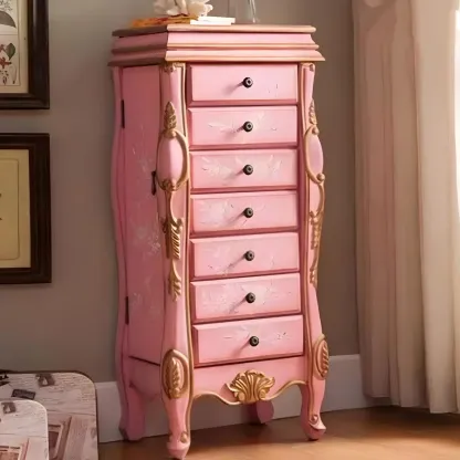 Traditional Green Finish Wooden Chest with Drawers for Bedroom Image - 3