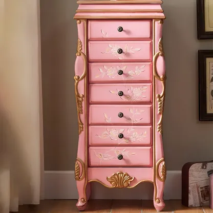Traditional Green Finish Wooden Chest with Drawers for Bedroom Image - 8
