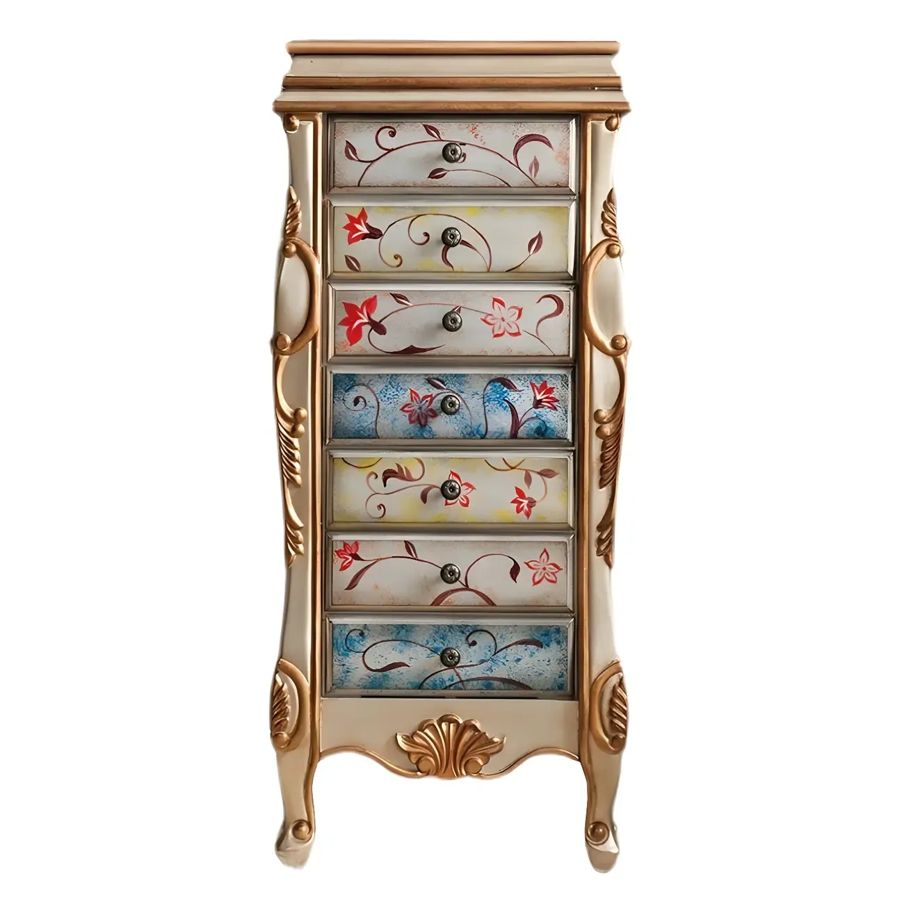 Traditional Green Finish Wooden Chest with Drawers for Bedroom Image - 10