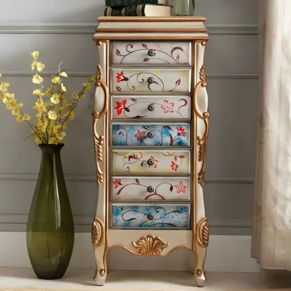 Traditional Green Finish Wooden Chest with Drawers for Bedroom Image - 11