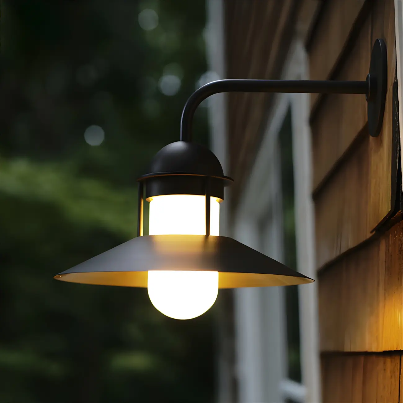 Mini Industrial Metal Cone Frosted Glass Outdoor Wall Light | homeyfad