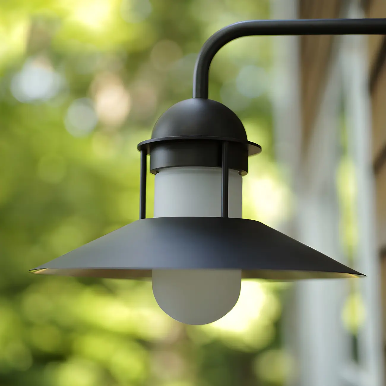 Mini Industrial Metal Cone Frosted Glass Outdoor Wall Light | homeyfad