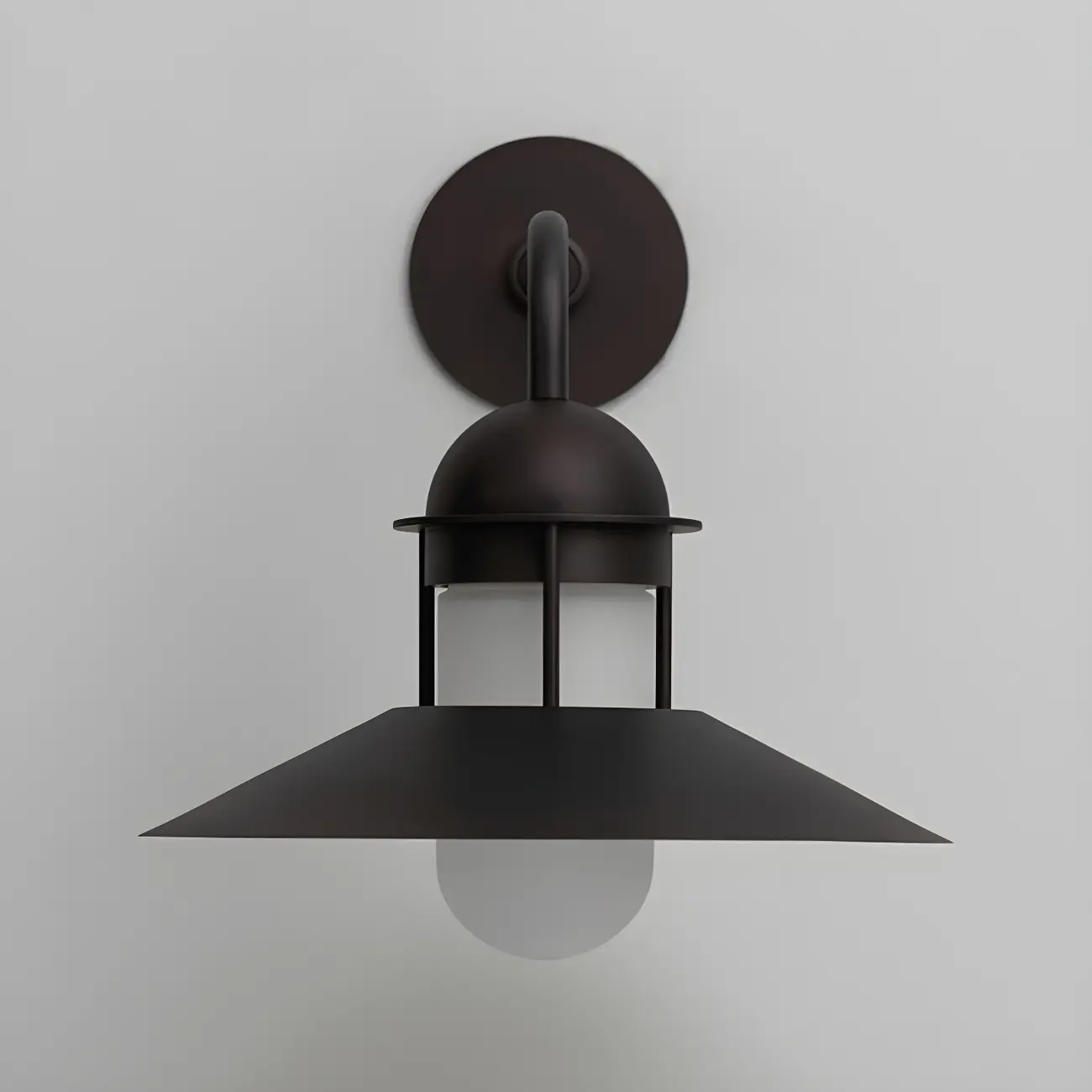 Mini Industrial Metal Cone Frosted Glass Outdoor Wall Light | homeyfad