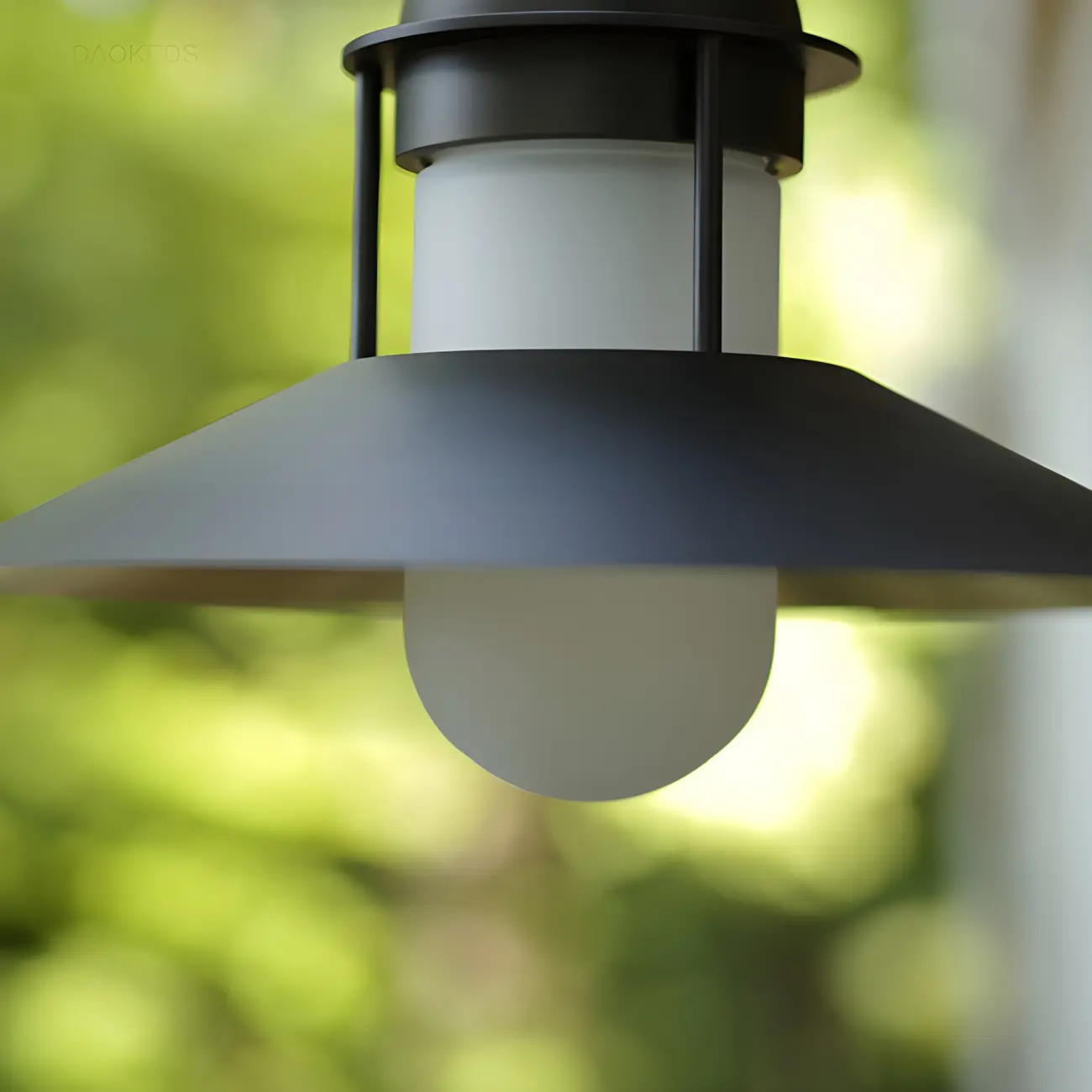 Mini Industrial Metal Cone Frosted Glass Outdoor Wall Light | homeyfad