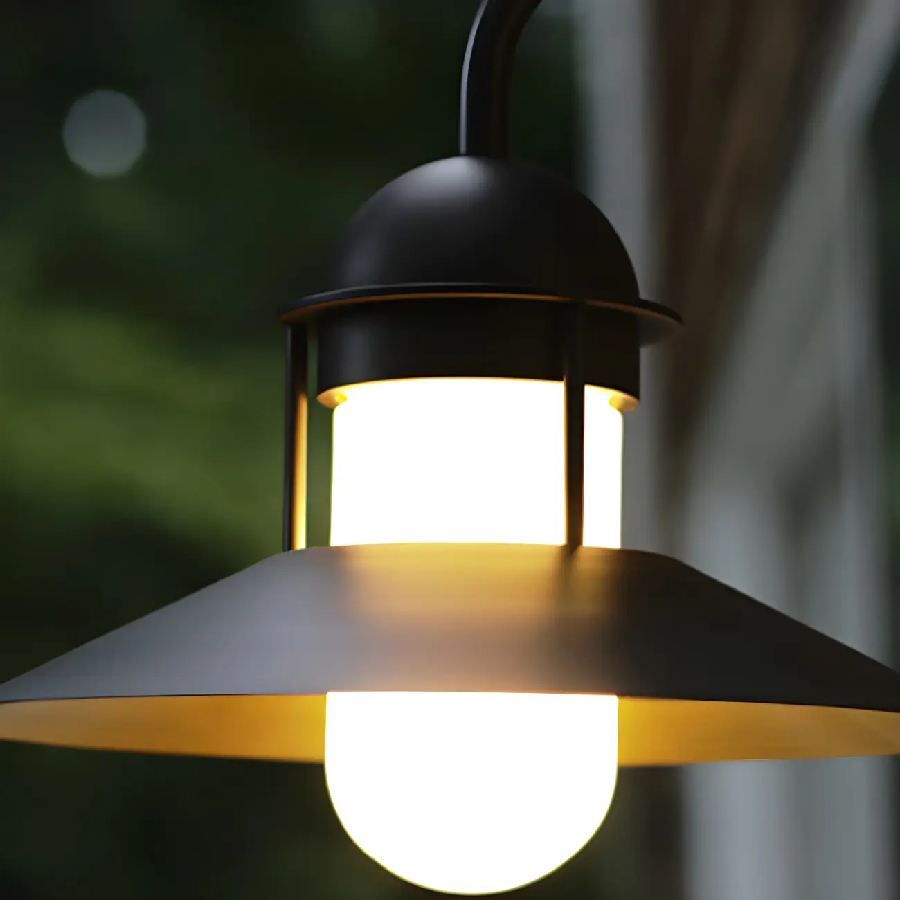 Mini Industrial Metal Cone Frosted Glass Outdoor Wall Light | homeyfad