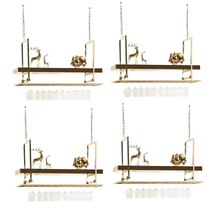 Glam Gold Metal Hanging Wine Glass Rack Image - 4