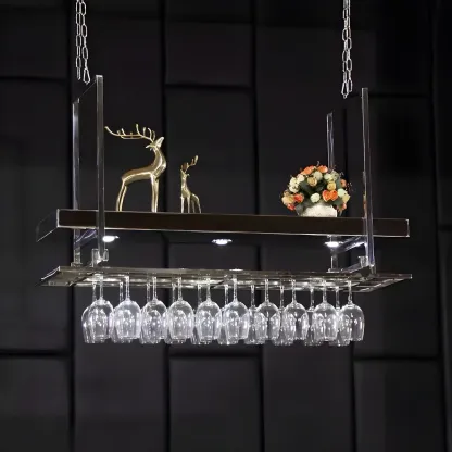 Glam Gold Metal Hanging Wine Glass Rack Image - 5