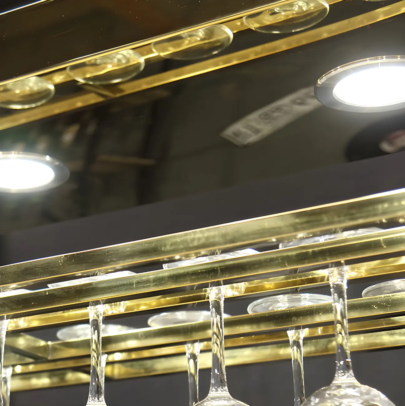 Glam Gold Metal Hanging Wine Glass Rack Image - 9 | homeyfad