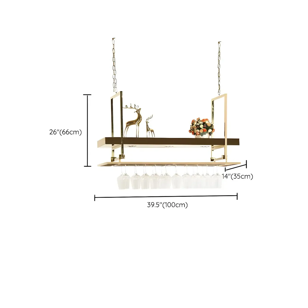 Glam Gold Metal Hanging Wine Glass Rack Image - 12