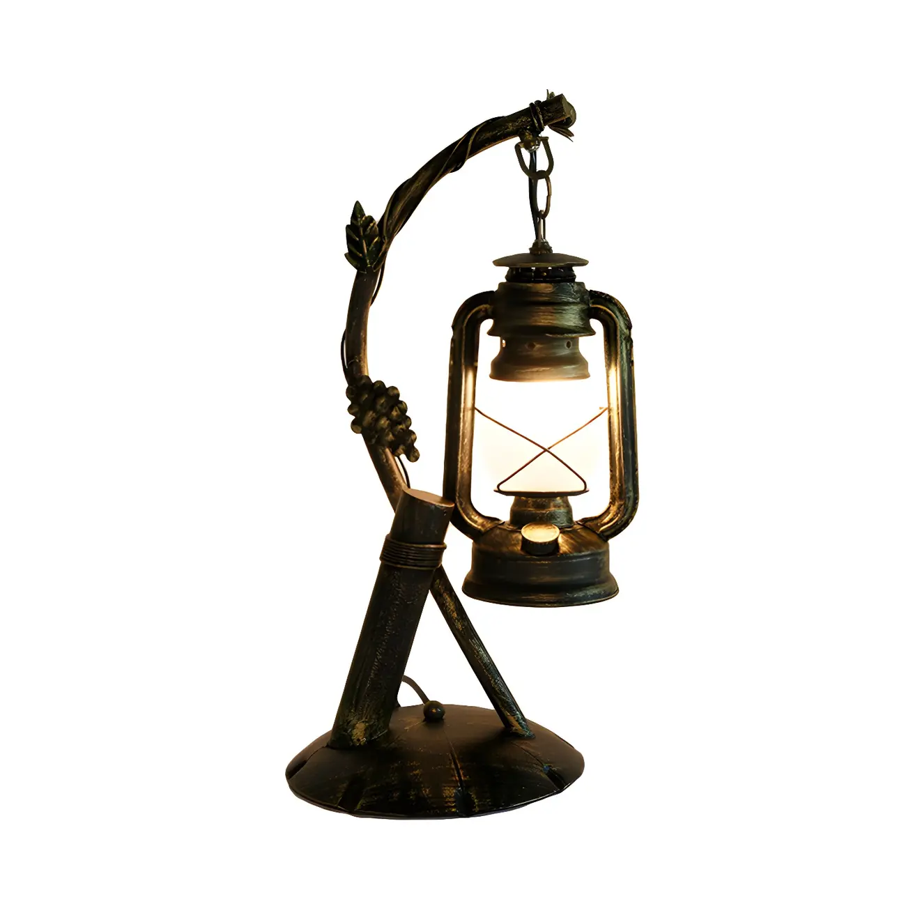 Industrial Metal Lantern Table Lamp in Brass for Indoor  Image - 2 | homeyfad