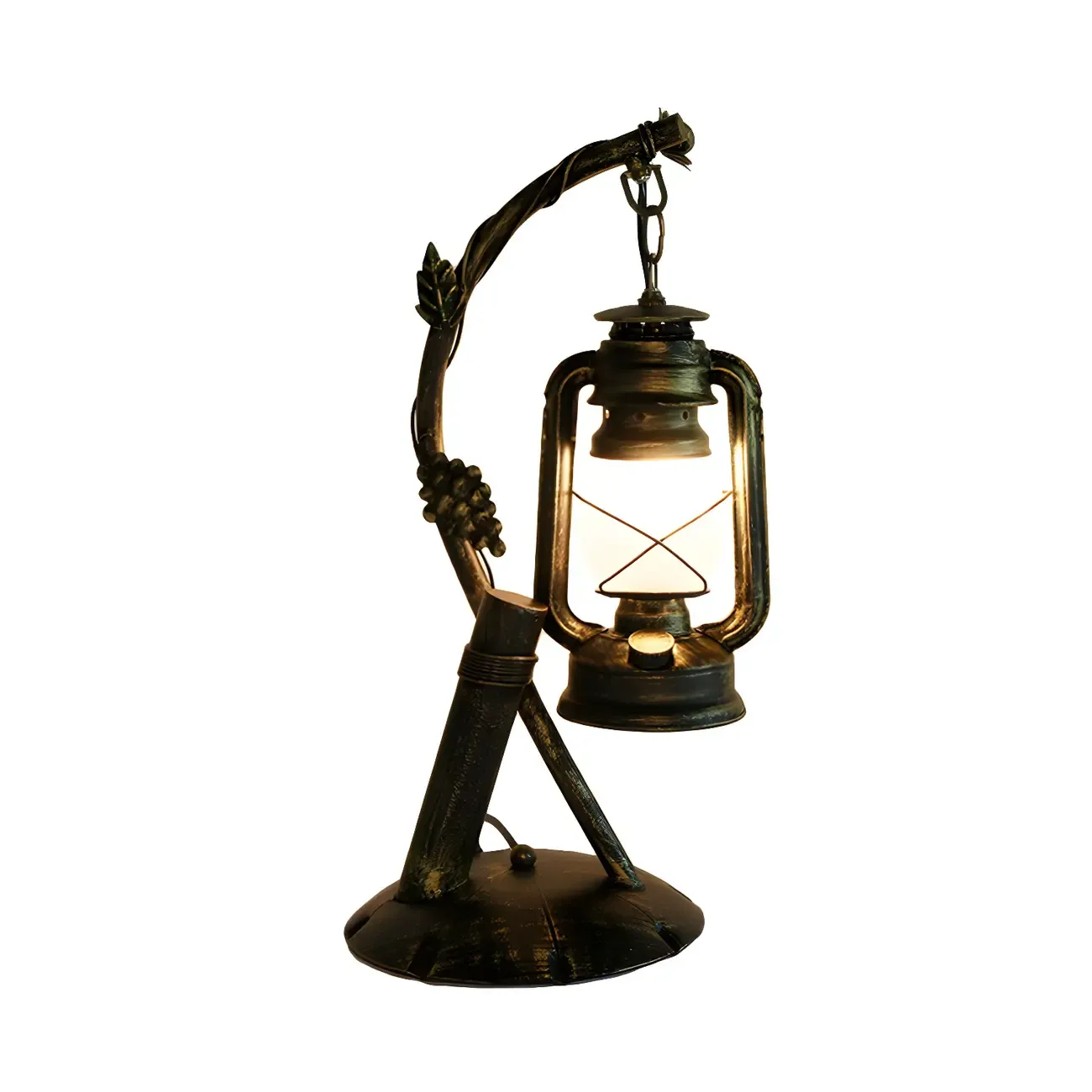 Industrial Metal Lantern Table Lamp in Brass for Indoor  Image - 2