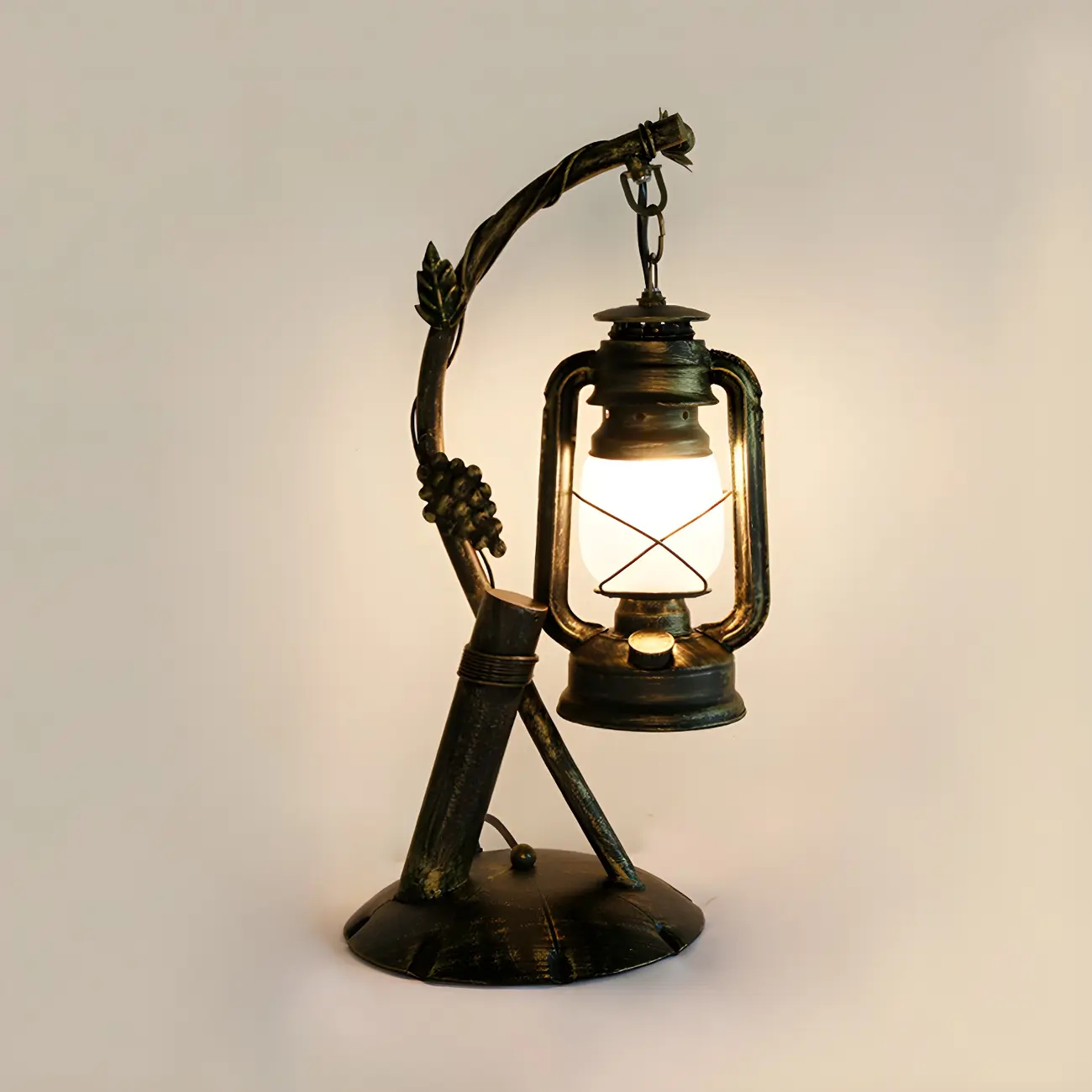 Industrial Metal Lantern Table Lamp in Brass for Indoor  Image - 3 | homeyfad