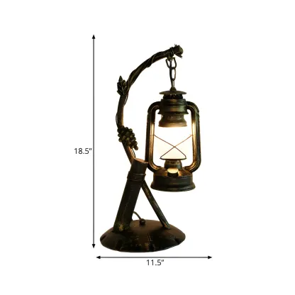 Industrial Metal Lantern Table Lamp in Brass for Indoor  Image - 4