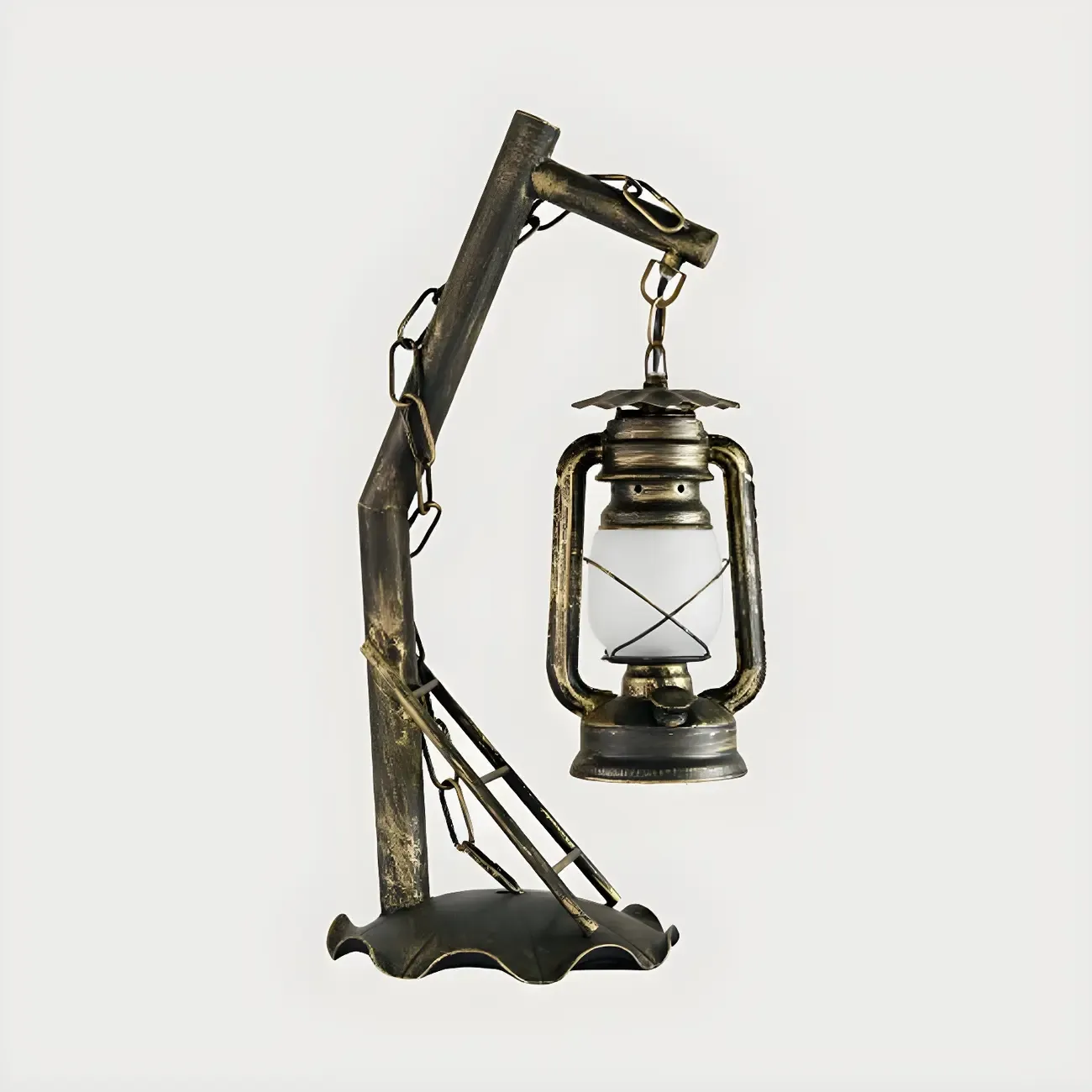 Industrial Metal Lantern Table Lamp in Brass for Indoor  Image - 8
