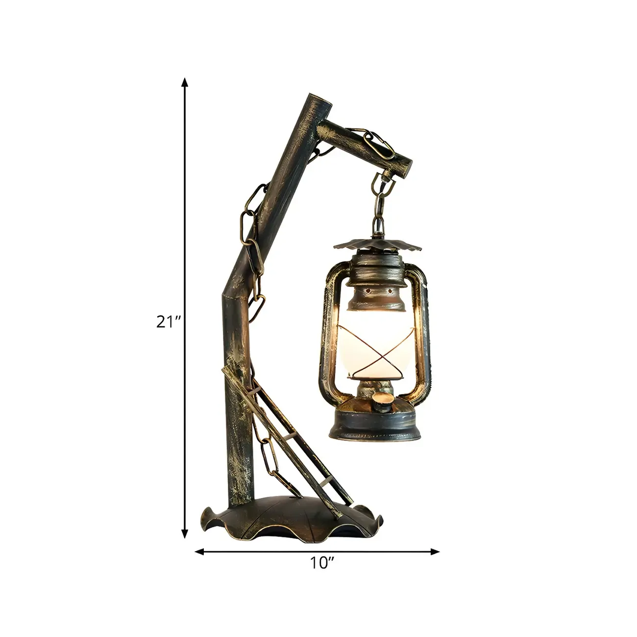 Industrial Metal Lantern Table Lamp in Brass for Indoor  Image - 9