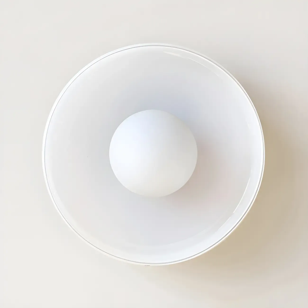 Nordic Round White Glass Flush Ceiling Light Image - 5