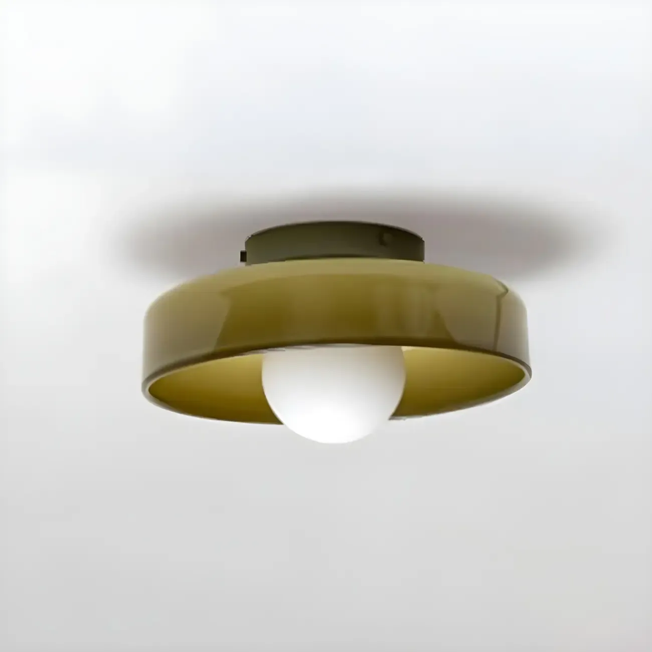 Nordic Round White Glass Flush Ceiling Light Image - 9