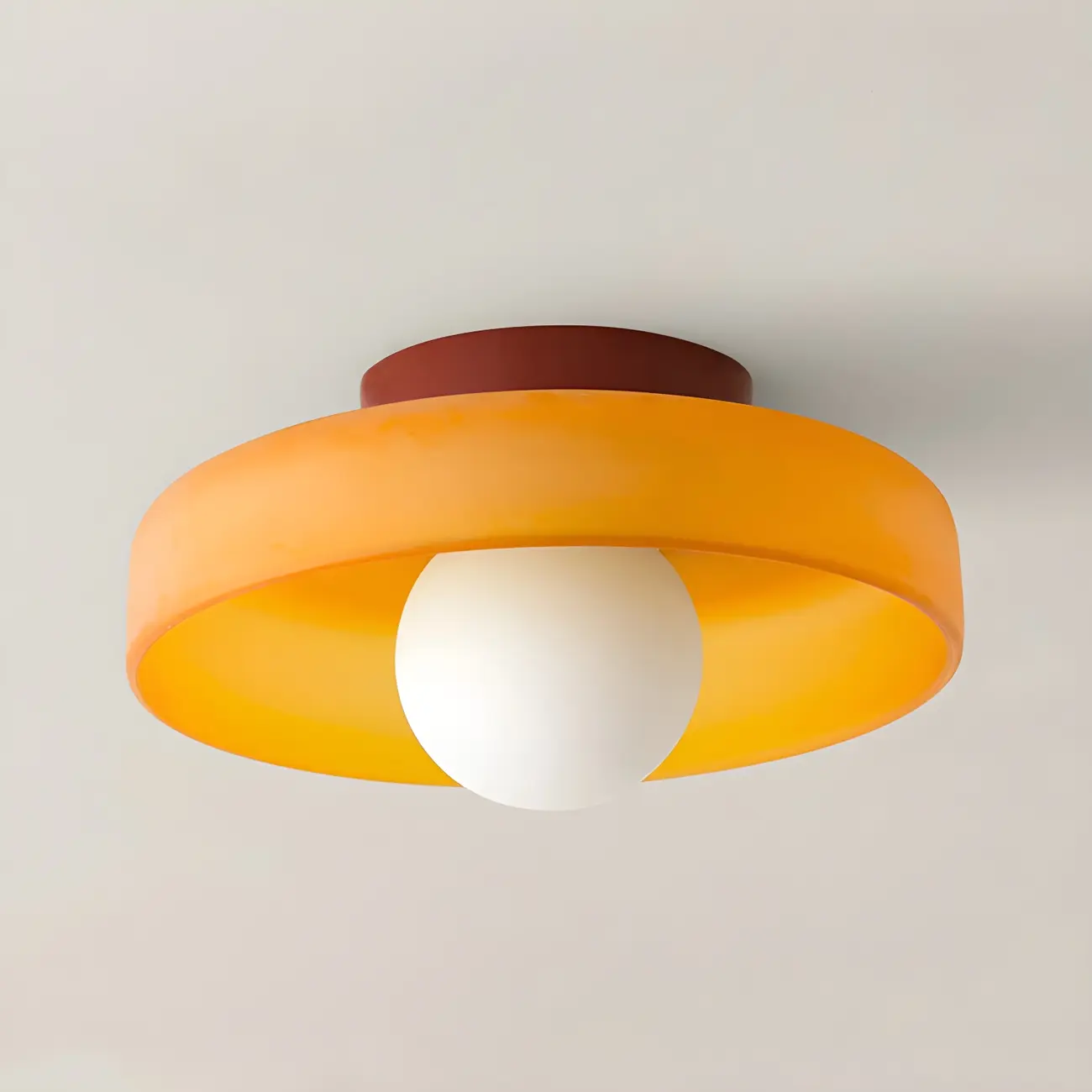 Nordic Round White Glass Flush Ceiling Light Image - 10 | homeyfad