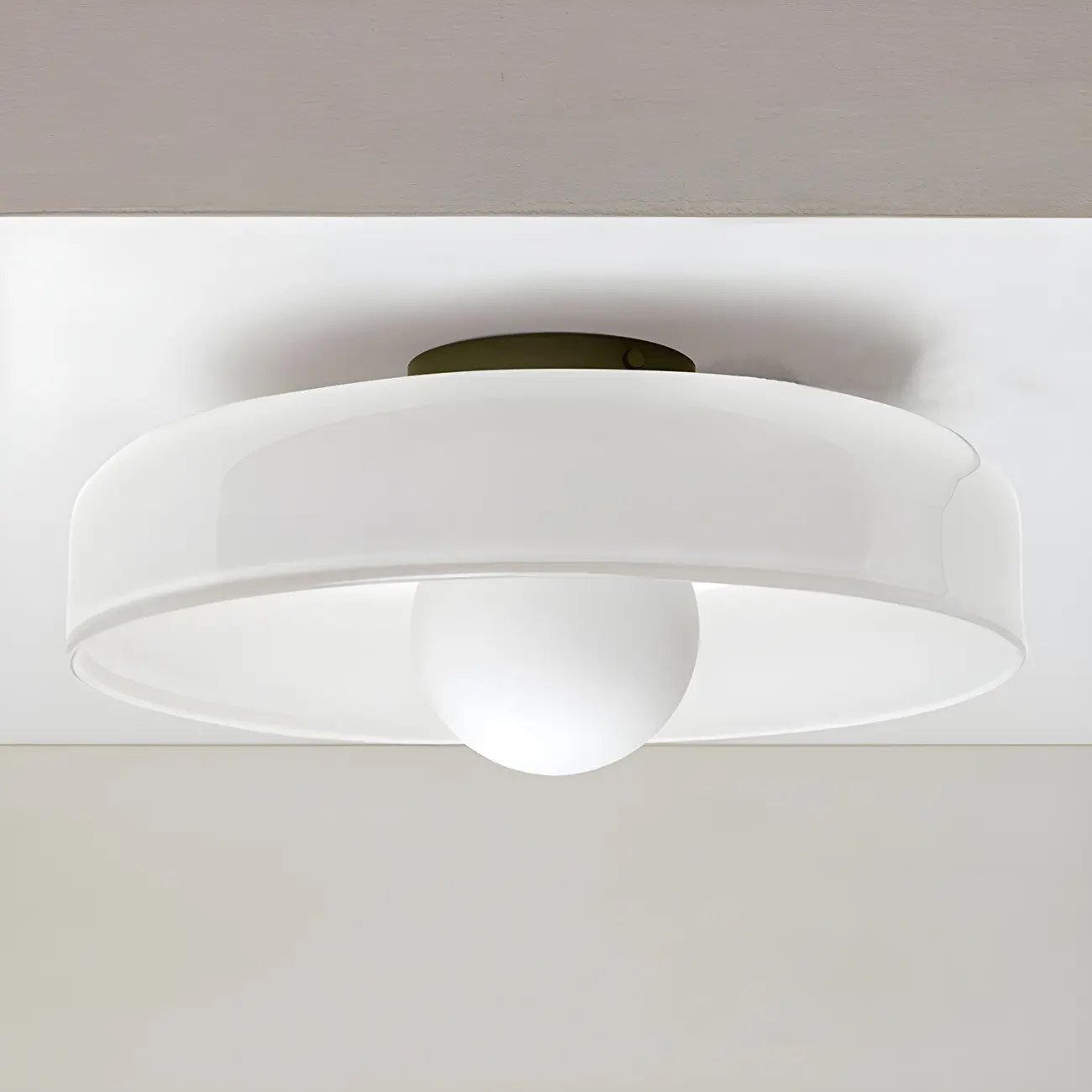 Nordic Round White Glass Flush Ceiling Light Image - 11 | homeyfad