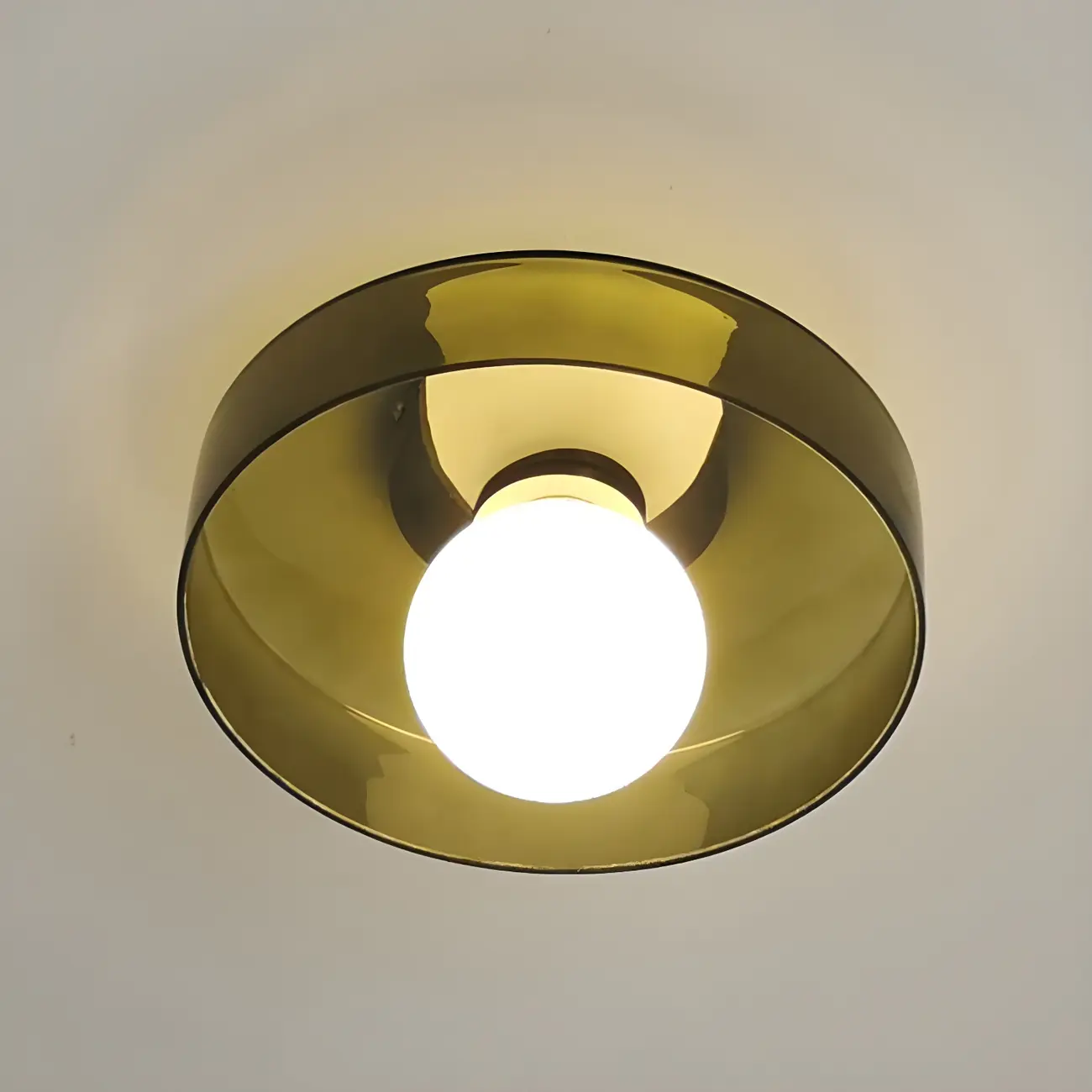 Nordic Round White Glass Flush Ceiling Light Image - 12 | homeyfad