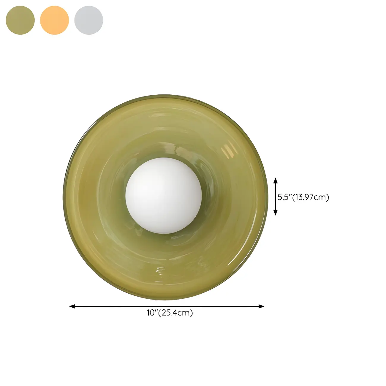 Nordic Round White Glass Flush Ceiling Light #size | homeyfad