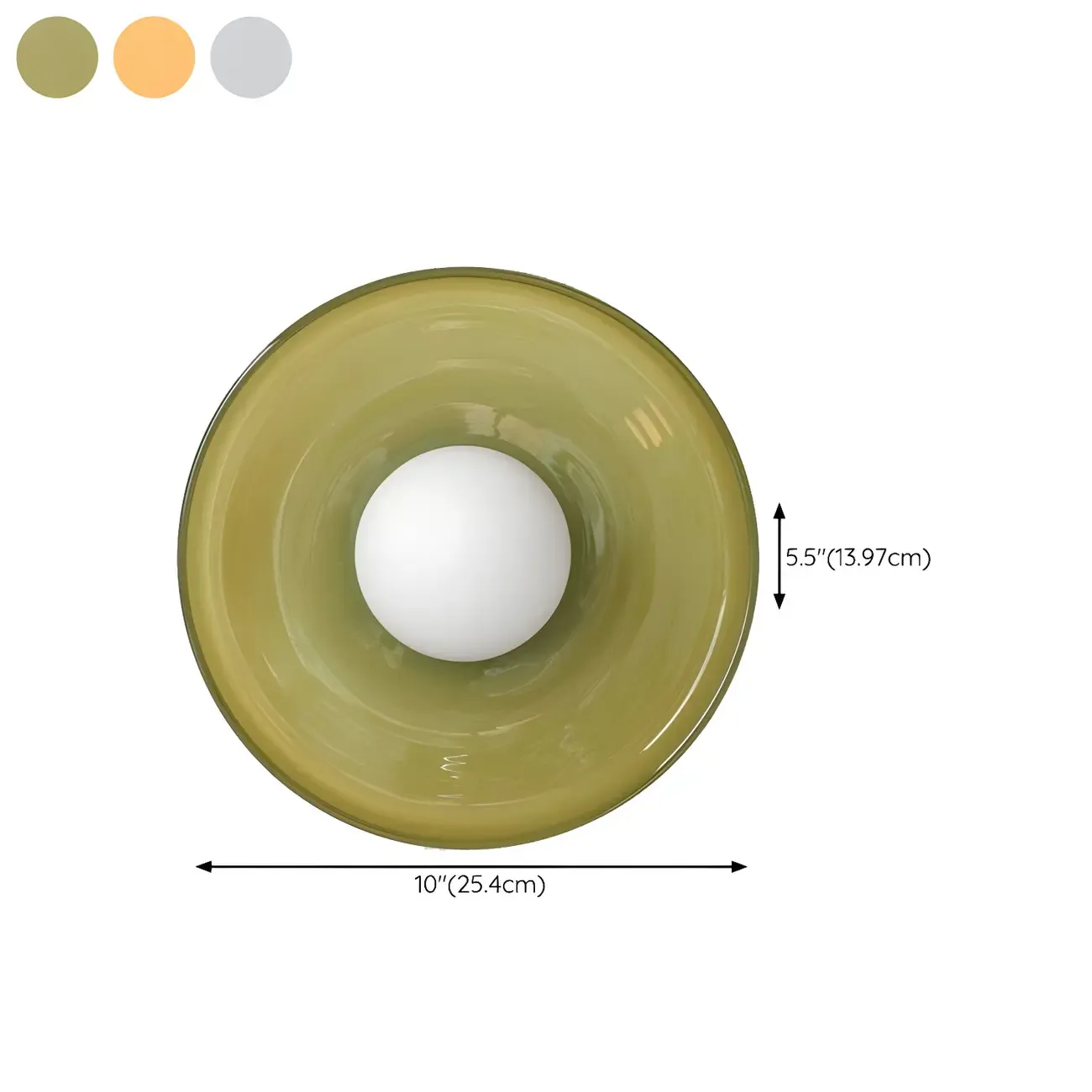 Nordic Round White Glass Flush Ceiling Light #size