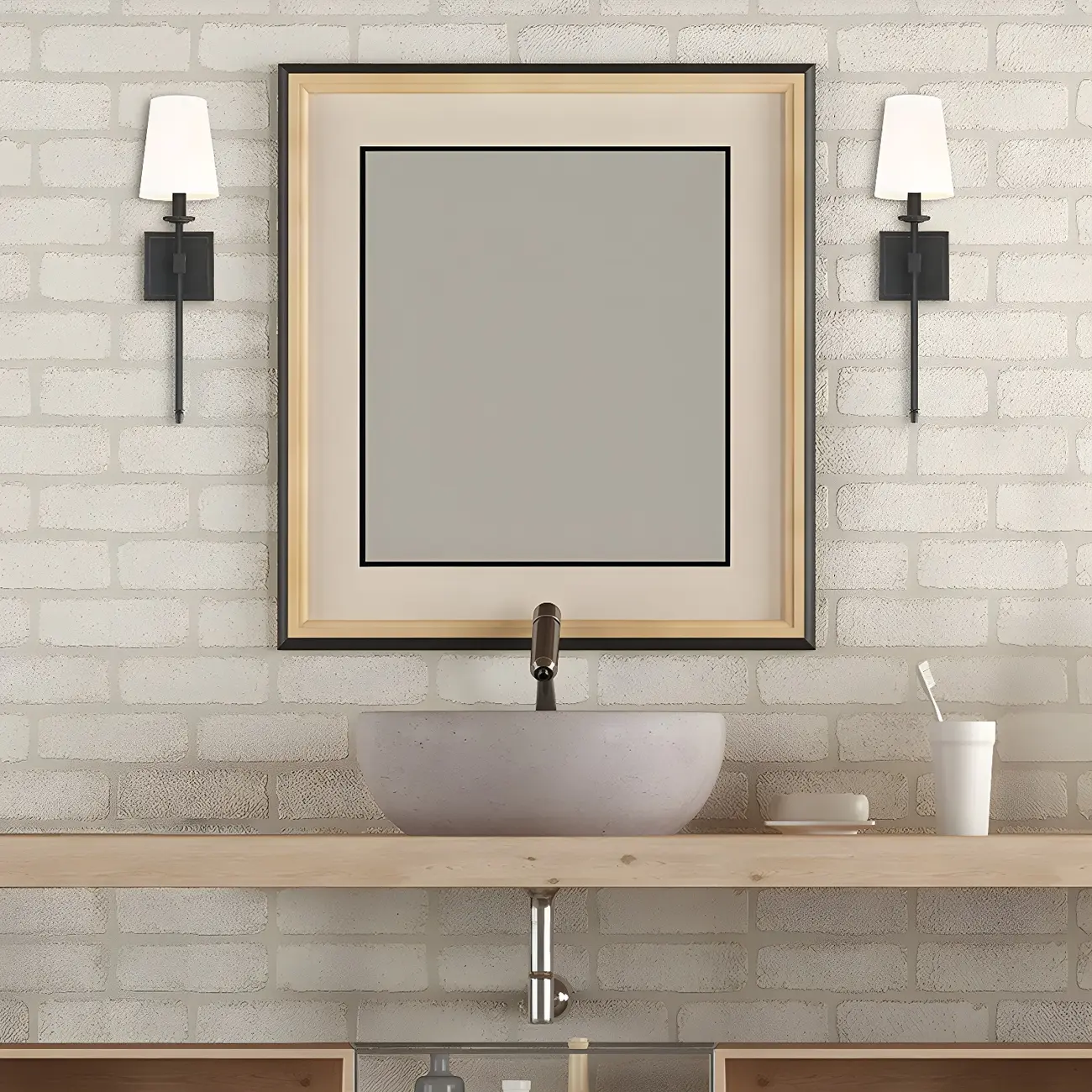 Mini Modern Straight Rod Metal Bathroom Vanity Light with Shade | homeyfad