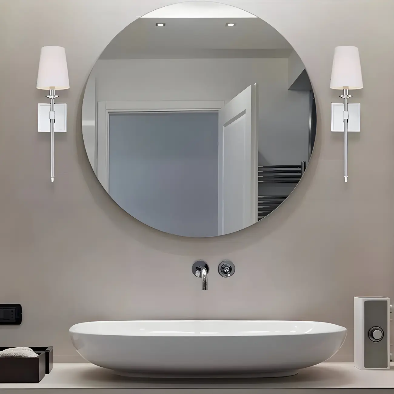 Mini Modern Straight Rod Metal Bathroom Vanity Light with Shade | homeyfad