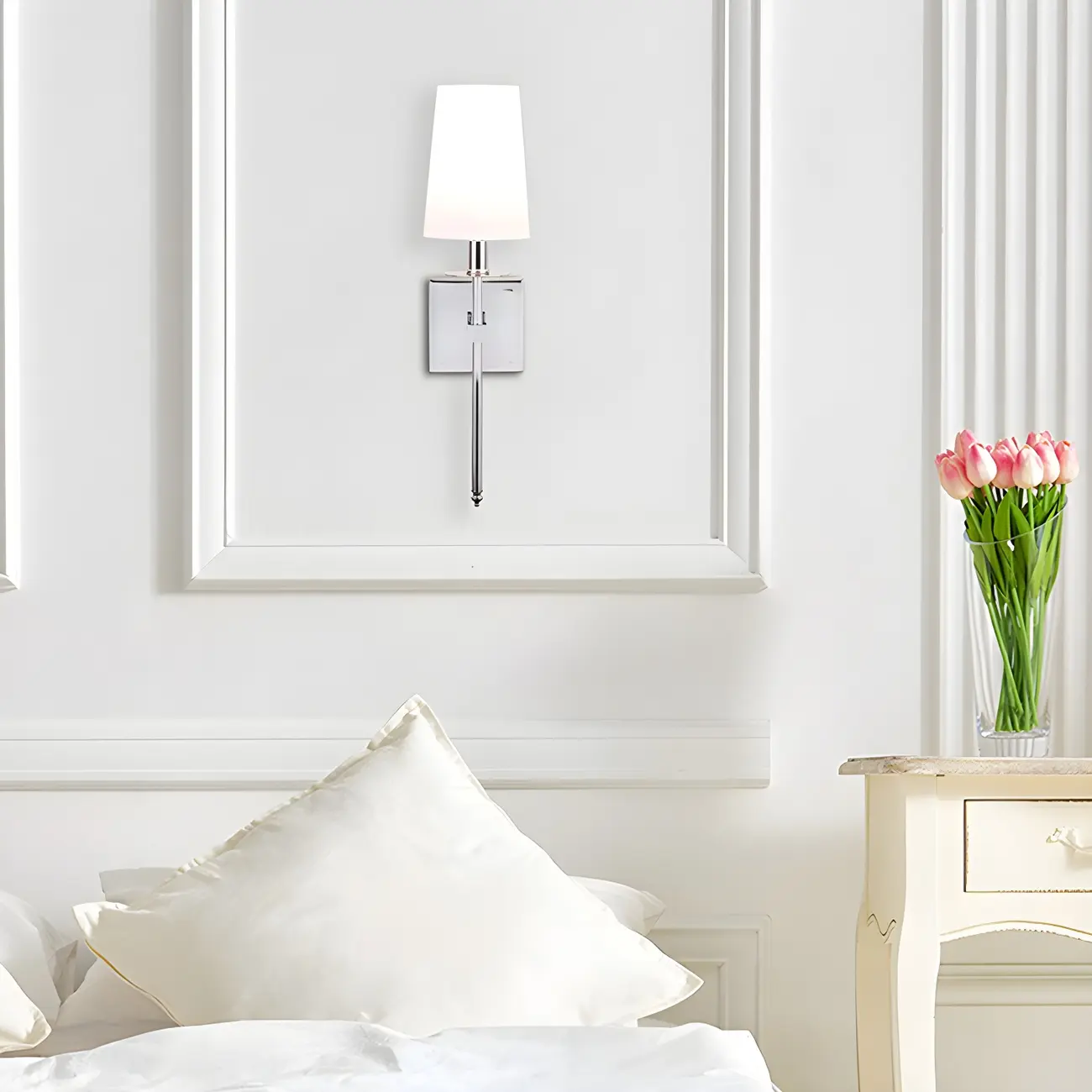 Mini Modern Straight Rod Metal Bathroom Vanity Light with Shade | homeyfad