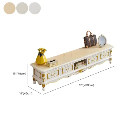 Luxurious Wooden TV Stand with Marble Top & Legs for Restroom Image - 15