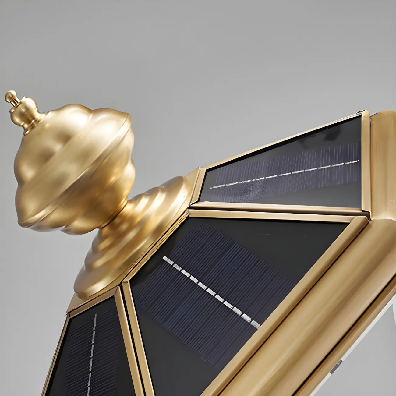 Classic Gold Curved Post Cap Light with Black Solar Top Image - 9 | homeyfad