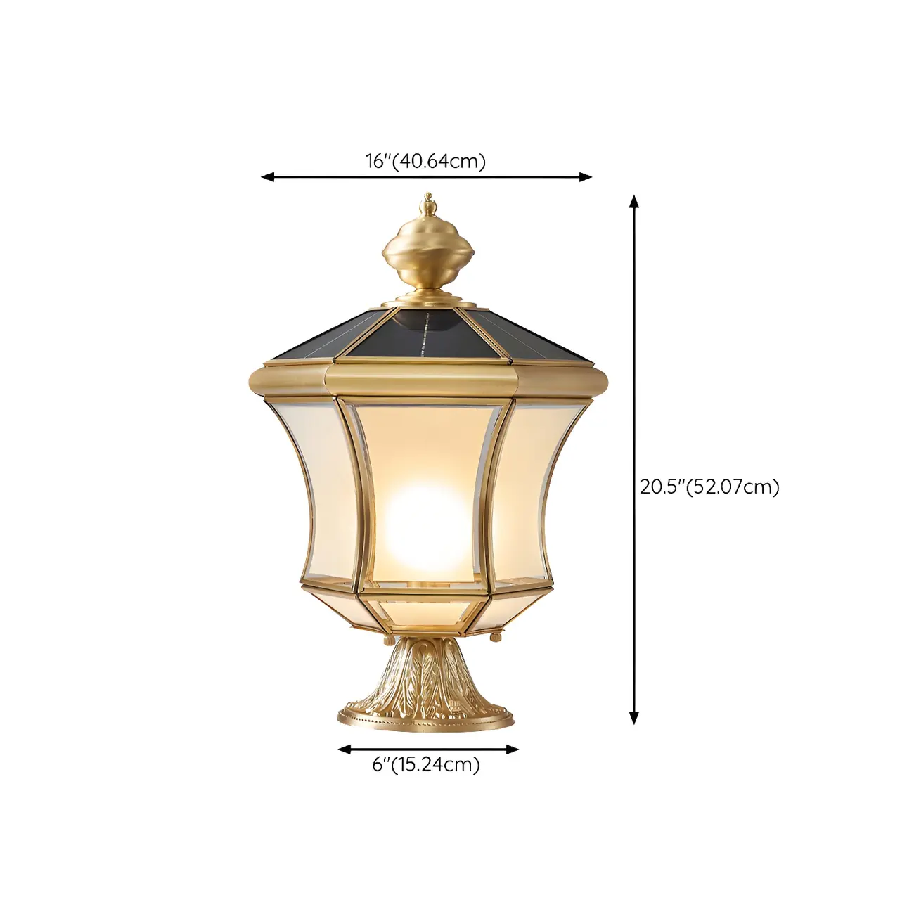 Classic Gold Curved Post Cap Light with Black Solar Top Image - 13 | homeyfad