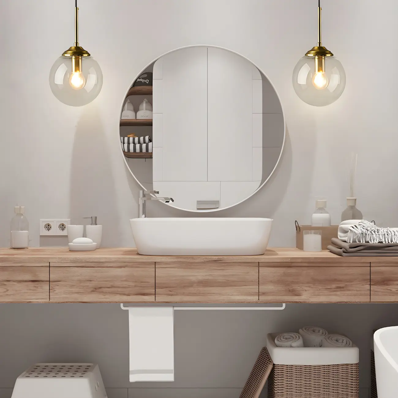 Modern Globe Glass Suspension Vanity Lamp for Bathroom Decor - HomeyFad |  HomeyFad, image size:1300x1300