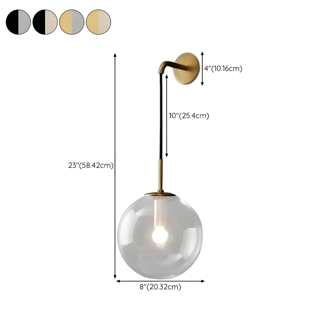 Glam Globe Vanity Light with Metal and Glass for Bathroom #size | homeyfad