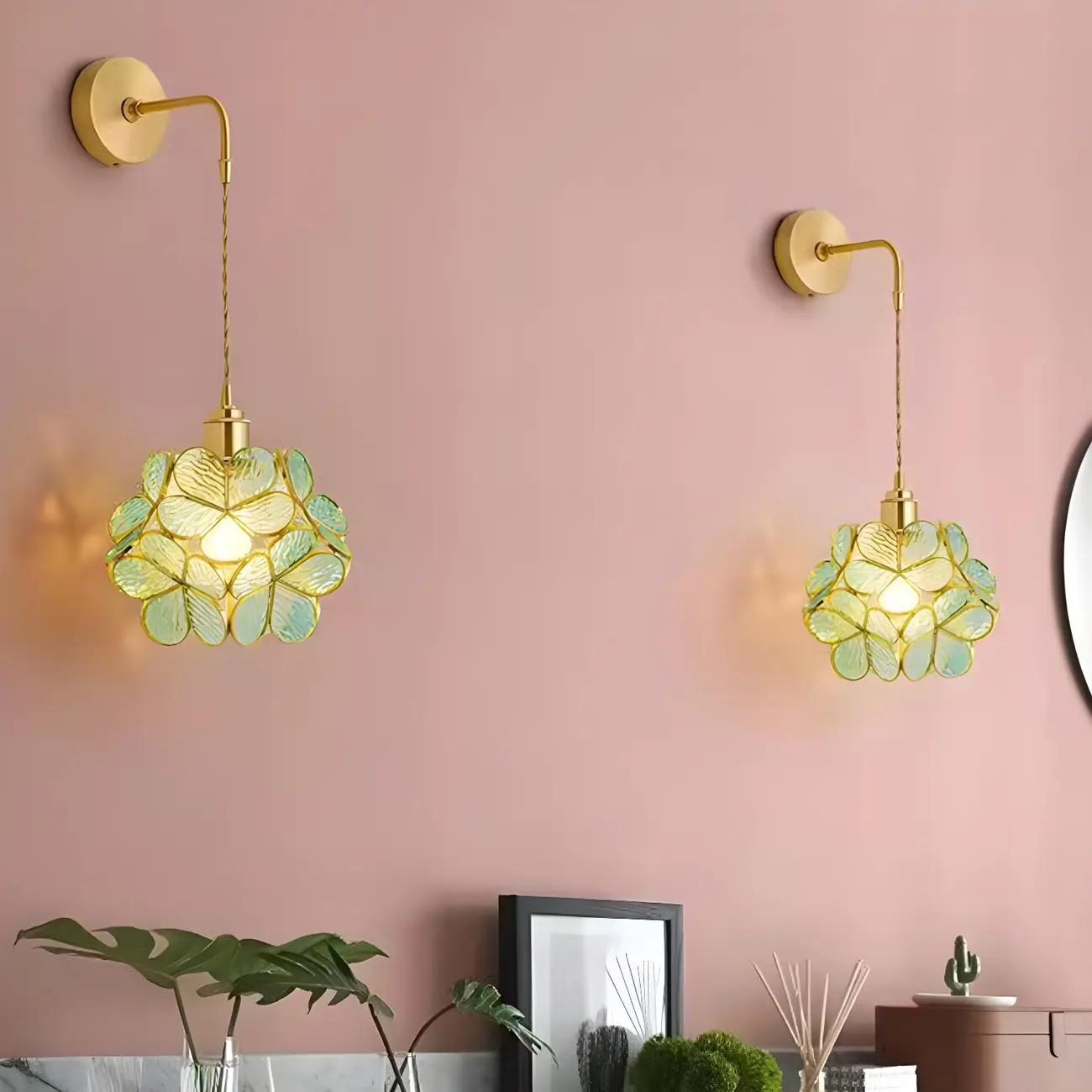 Modern Flower Prismatic Glass Arc Vanity Light Image - 8 | homeyfad