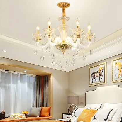 Modern Glamorous Gold Clear Crystal Chandelier  Image - 2