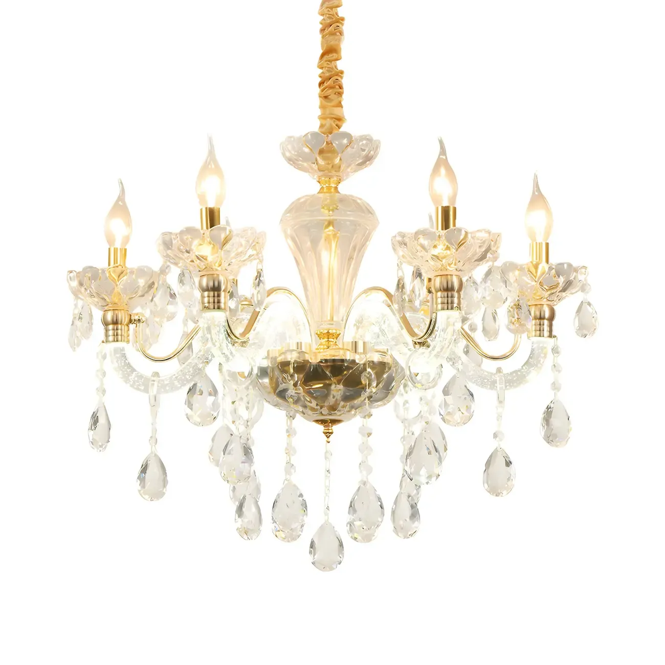 Modern Glamorous Gold Clear Crystal Chandelier  Image - 3