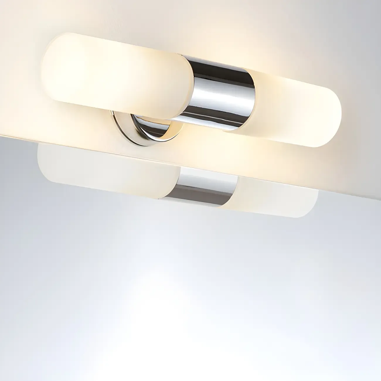 Modern Cylinder Glass Silver Dual Bathroom Vanity Light Image - 6