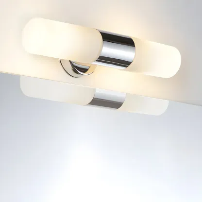 Modern Cylinder Glass Silver Dual Bathroom Vanity Light Image - 6