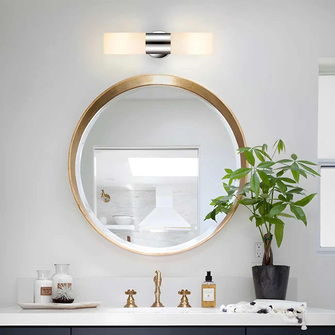 Modern Cylinder Glass Silver Dual Bathroom Vanity Light Image - 2 | homeyfad